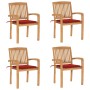 Sillas de jardín apilables 4 uds madera de teca con cojines en Sillas de jardín | Comprar online en Foru.es