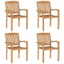 Sillas de jardín apilables 4 uds madera de teca con cojines en Sillas de jardín | Comprar online en Foru.es