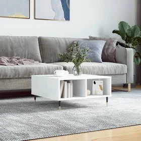 Mesa de centro madera de ingeniería blanco brillo 60x60x30 cm de vidaXL, Mesas de centro - Ref: Foro24-827030, Precio: 47,48 ...