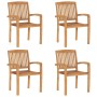 Sillas de jardín apilables 4 uds madera de teca con cojines en Sillas de jardín | Comprar online en Foru.es