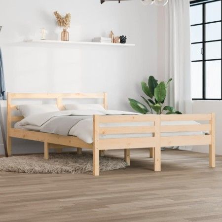 Estructura de cama madera maciza 150x200 cm de vidaXL, Camas y somieres - Ref: Foro24-814824, Precio: 127,82 €, Descuento: %