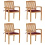 Sillas de jardín apilables 4 uds madera de teca con cojines en Sillas de jardín | Comprar online en Foru.es