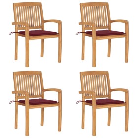 Sillas de jardín apilables 4 uds madera de teca con cojines en Sillas de jardín | Comprar online en Foru.es