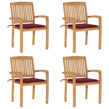 Sillas de jardín apilables 4 uds madera de teca con cojines en Sillas de jardín | Comprar online en Foru.es