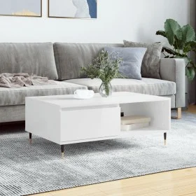 Glänzend weißer Couchtisch aus Holzwerkstoff, 90 x 60 x 35 cm von vidaXL, Couchtisch - Ref: Foro24-827054, Preis: 65,69 €, Ra...