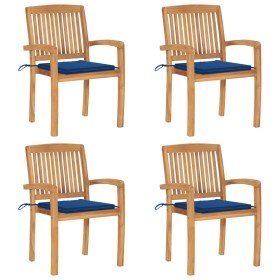 Sillas de jardín apilables 4 uds madera de teca con cojines en Sillas de jardín | Comprar online en Foru.es