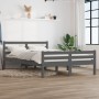 Estructura de cama madera maciza gris King Size 150x200 cm de vidaXL, Camas y somieres - Ref: Foro24-814826, Precio: 146,94 €...