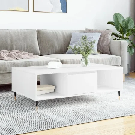 Mesa de centro madera de ingeniería blanco 104x60x35 cm de vidaXL, Mesas de centro - Ref: Foro24-827076, Precio: 66,82 €, Des...