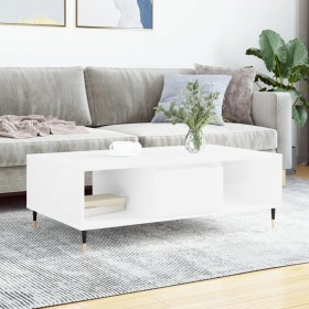 Mesa de centro madera de ingeniería blanco brillo 104x60x35 cm de vidaXL, Mesas de centro - Ref: Foro24-827078, Precio: 88,74...