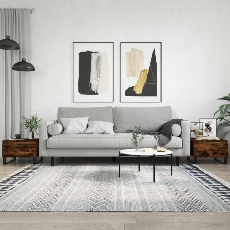 Mesas centro 2 uds madera ingeniería roble ahumado 50x46x35 cm en Mesas de centro | Comprar online en Foru.es