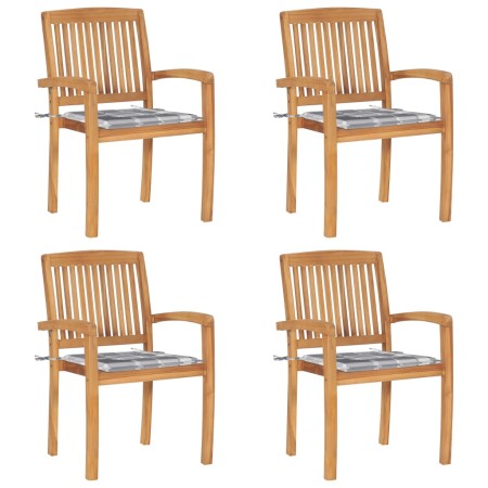 Sillas de jardín apilables 4 uds madera de teca con cojines en Sillas de jardín | Comprar online en Foru.es