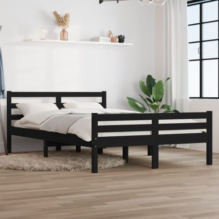 Estructura de cama madera maciza negra King Size 150x200 cm de vidaXL, Camas y somieres - Ref: Foro24-814828, Precio: 152,00 ...