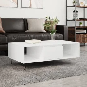 Mesa de centro madera de ingeniería blanco brillo 104x60x35 cm de vidaXL, Mesas de centro - Ref: Foro24-827086, Precio: 70,57...
