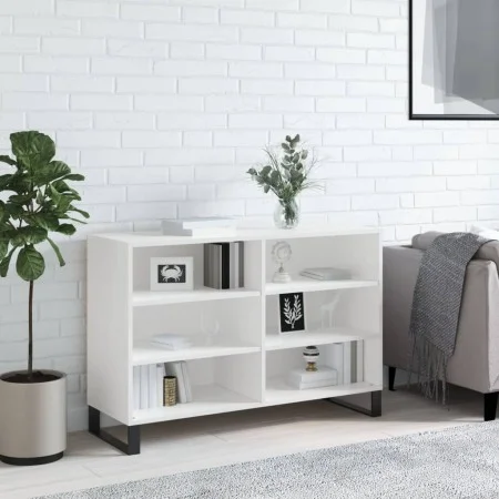 Aparador de madera contrachapada blanco brillo 103,5x35x70 cm de vidaXL, Aparadores - Ref: Foro24-827118, Precio: 80,65 €, De...