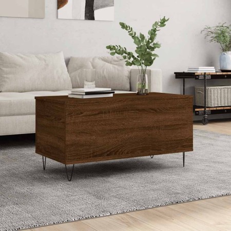 Mesa de centro madera contrachapada roble marrón 90x44,5x45 cm en Mesas de centro | Comprar online en Foru.es