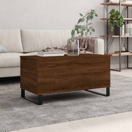 Mesa de centro madera contrachapada roble marrón 90x44,5x45 cm en Mesas de centro | Comprar online en Foru.es
