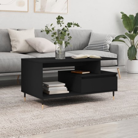Mesa de centro madera contrachapada negro 90x49x45 cm en Mesas de centro | Comprar online en Foru.es