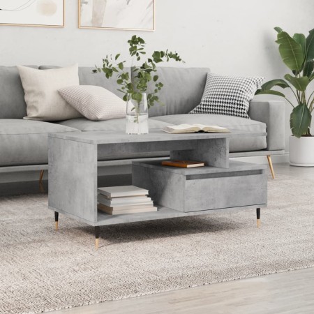 Mesa de centro madera contrachapada gris hormigón 90x49x45 cm en Mesas de centro | Comprar online en Foru.es
