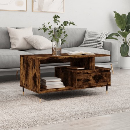 Mesa de centro madera contrachapada roble ahumado 90x49x45 cm en Mesas de centro | Comprar online en Foru.es