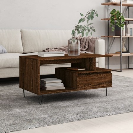 Mesa de centro madera contrachapada roble marrón 90x49x45 cm en Mesas de centro | Comprar online en Foru.es