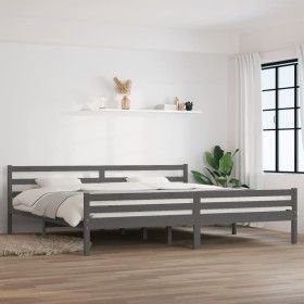 Estructura de cama madera maciza gris 200x200 cm de vidaXL, Camas y somieres - Ref: Foro24-814841, Precio: 102,54 €, Descuent...