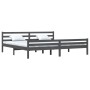 Estructura de cama madera maciza gris 200x200 cm de vidaXL, Camas y somieres - Ref: Foro24-814841, Precio: 102,54 €, Descuent...