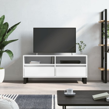 Mueble de TV madera contrachapada blanco brillo 100x34,5x44,5cm en Muebles TV | Comprar online en Foru.es