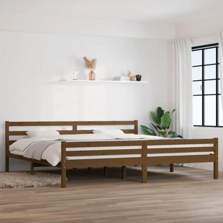 Estructura de cama madera maciza marrón miel 200x200 cm de vidaXL, Camas y somieres - Ref: Foro24-814842, Precio: 102,54 €, D...