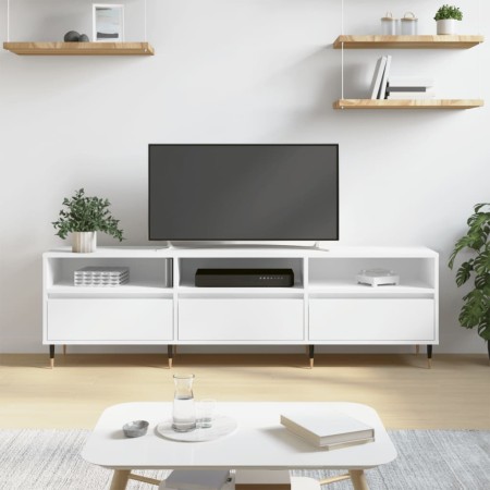 Mueble de TV madera contrachapada blanco 150x30x44,5 cm en Muebles TV | Comprar online en Foru.es