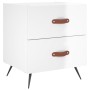 Mesita noche 2 uds madera ingeniería blanco brillo 40x35x47,5cm de vidaXL, Mesitas de noche - Ref: Foro24-827249, Precio: 61,...