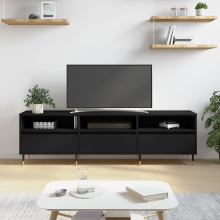 Mueble de TV madera contrachapada negro 150x30x44,5 cm en Muebles TV | Comprar online en Foru.es