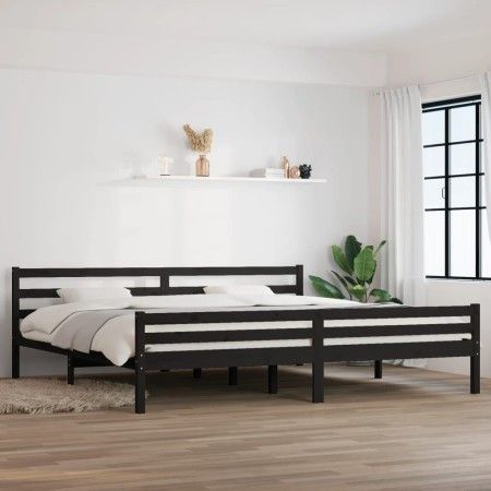 Estructura de cama de madera maciza negro 200x200 cm de vidaXL, Camas y somieres - Ref: Foro24-814843, Precio: 171,98 €, Desc...