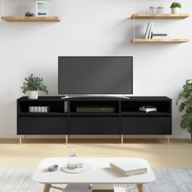 Mueble de TV madera contrachapada negro 150x30x44,5 cm en Muebles TV | Comprar online en Foru.es