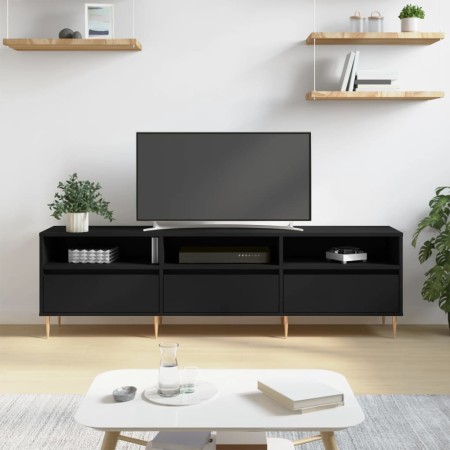Mueble de TV madera contrachapada negro 150x30x44,5 cm en Muebles TV | Comprar online en Foru.es