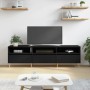 Mueble de TV madera contrachapada negro 150x30x44,5 cm en Muebles TV | Comprar online en Foru.es