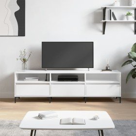 Mueble de TV madera contrachapada blanco 150x30x44,5 cm en Muebles TV | Comprar online en Foru.es