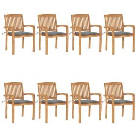 Sillas de jardín apilables 8 uds madera de teca con cojines en Sillas de jardín | Comprar online en Foru.es