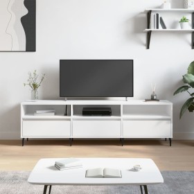 Mueble de TV madera contrachapada blanco 150x30x44,5 cm en Muebles TV | Comprar online en Foru.es