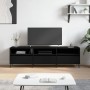 Mueble de TV madera contrachapada negro 150x30x44,5 cm en Muebles TV | Comprar online en Foru.es