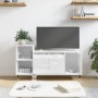 Mueble de TV madera contrachapada blanco brillo 100x35x55 cm en Muebles TV | Comprar online en Foru.es