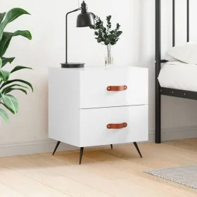 Mesita de noche madera de ingeniería blanco brillo 40x35x47,5cm de vidaXL, Mesitas de noche - Ref: Foro24-827248, Precio: 49,...