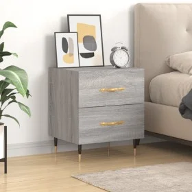 Mesita de noche madera de ingeniería gris Sonoma 40x35x47,5 cm de vidaXL, Mesitas de noche - Ref: Foro24-827272, Precio: 57,6...