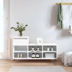 Mueble zapatero madera contrachapada blanco brillo 102x36x60 cm en Zapateros y organizadores de calzado | Comprar online en Foru