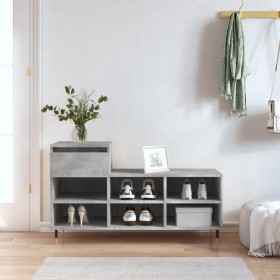 Mueble zapatero madera contrachapada gris hormigón 102x36x60 cm en Zapateros y organizadores de calzado | Comprar online en Foru