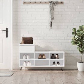 Mueble zapatero madera contrachapada blanco brillo 102x36x60 cm en Zapateros y organizadores de calzado | Comprar online en Foru