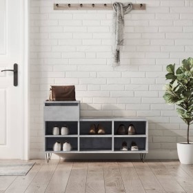 Mueble zapatero madera contrachapada gris hormigón 102x36x60 cm en Zapateros y organizadores de calzado | Comprar online en Foru