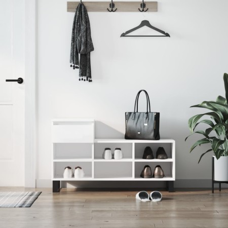 Mueble zapatero madera contrachapada blanco 102x36x60 cm en Zapateros y organizadores de calzado | Comprar online en Foru.es