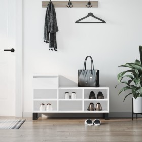 Mueble zapatero madera contrachapada blanco brillo 102x36x60 cm en Zapateros y organizadores de calzado | Comprar online en Foru