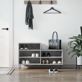 Mueble zapatero madera contrachapada gris hormigón 102x36x60 cm en Zapateros y organizadores de calzado | Comprar online en Foru