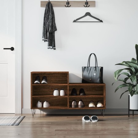Mueble zapatero madera contrachapada roble marrón 102x36x60 cm en Zapateros y organizadores de calzado | Comprar online en Foru.